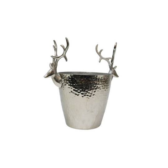 Aluminium Silver Beaten Reindeer Wine Bucket